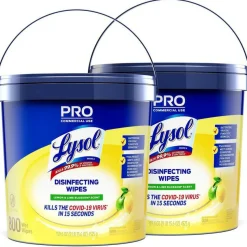 LYSOL Brand Professional Disinfecting Wipe Bucket, 1-Ply, 6 x 8, Lemon and Lime Blossom, White, 800 Wipes
