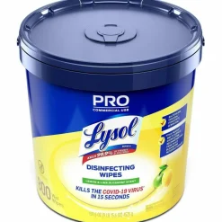LYSOL Brand Professional Disinfecting Wipe Bucket, 1-Ply, 6 x 8, Lemon and Lime Blossom, White, 800 Wipes