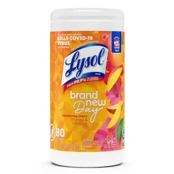 Lysol Designer Tub Disinfecting Wipes, Brand New Day Scent, Canister Of 80 Wipes
