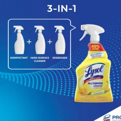 Lysol Disinfectant All-Purpose Cleaner, Lemon Breeze Scent, 32 Oz Bottle, Box Of 12
