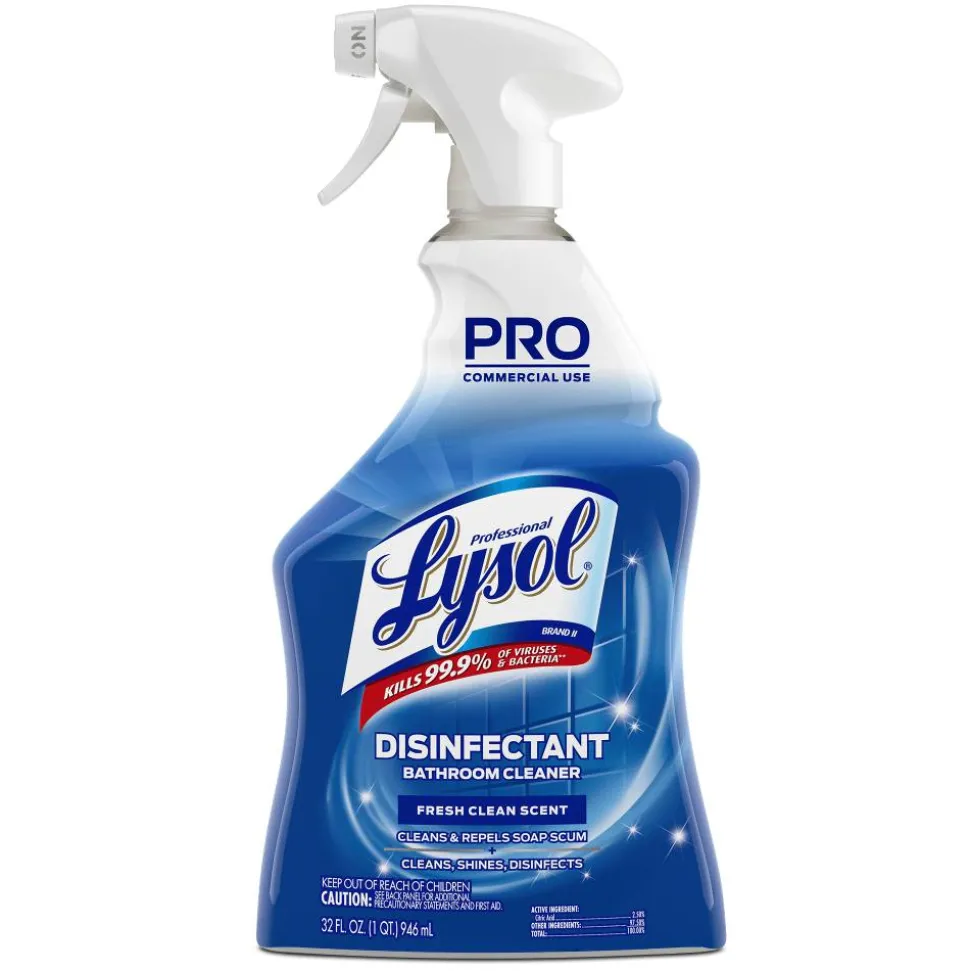 Lysol Disinfectant Bathroom Cleaner, 32 oz Spray Bottle, 12/Carton