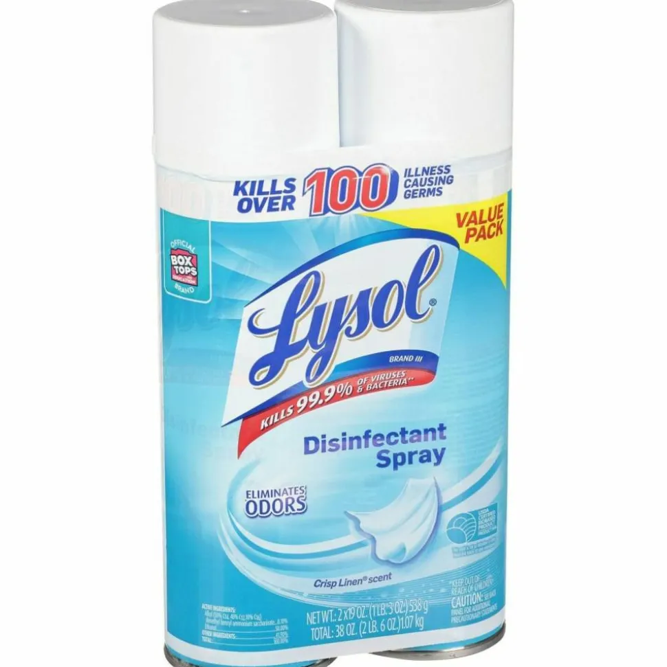 Lysol Disinfectant Spray, 19 Oz, Crisp Linen, Carton Of 8 Bottles
