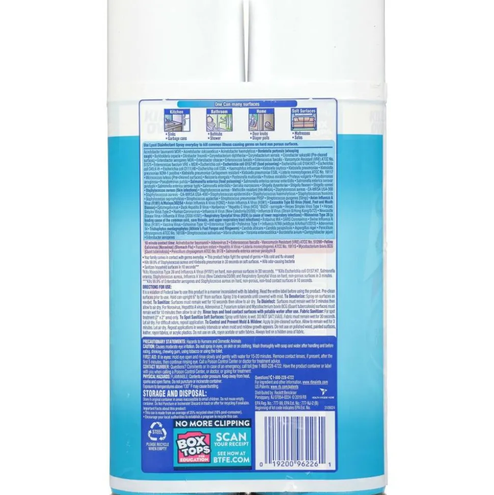 Lysol Disinfectant Spray, 19 Oz, Crisp Linen, Carton Of 8 Bottles