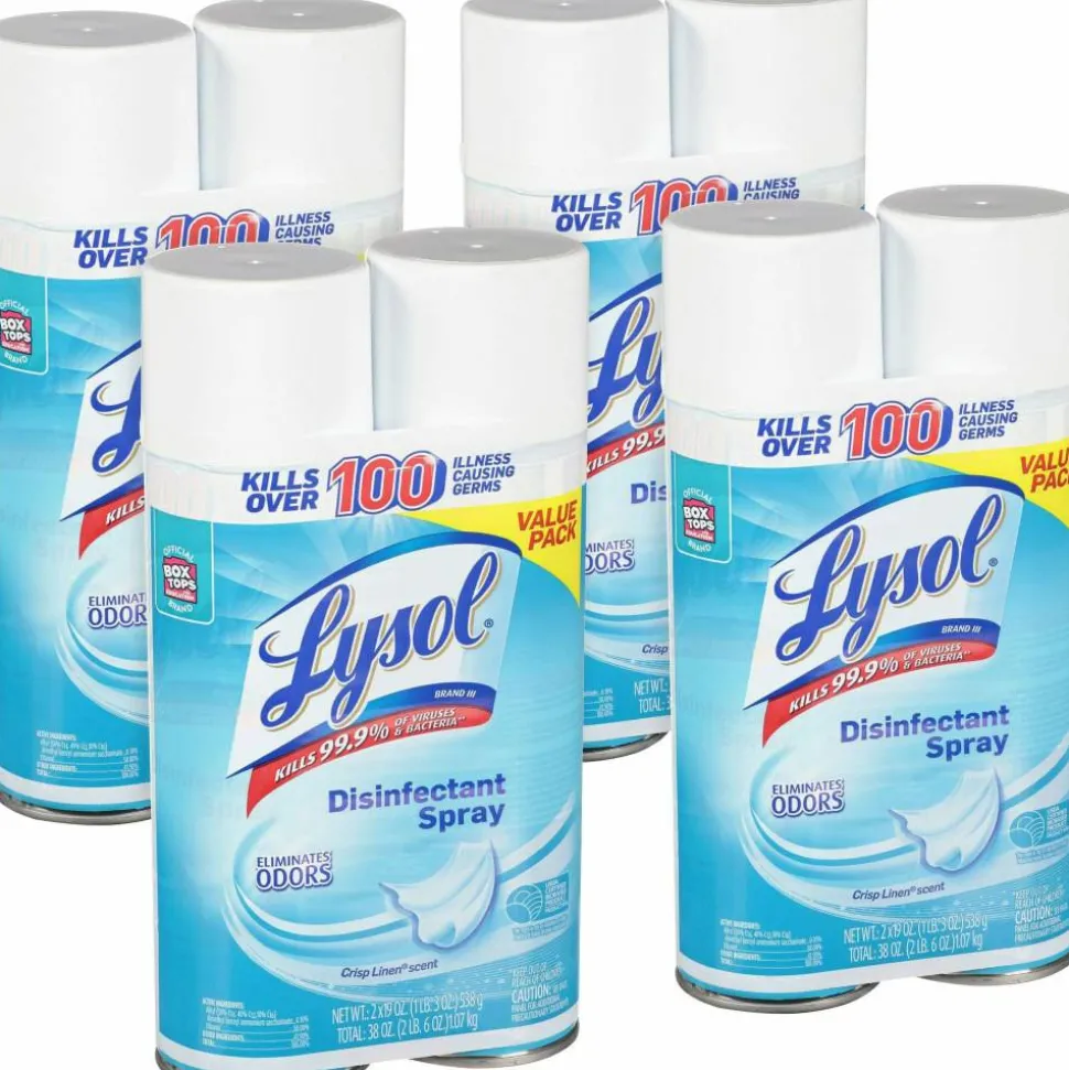 Lysol Disinfectant Spray, 19 Oz, Crisp Linen, Carton Of 8 Bottles