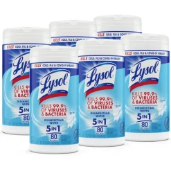 Lysol Disinfecting Wipes - Crisp Linen Scent - 7" x 7.25" - 80 / Canister - 6 / Carton - White