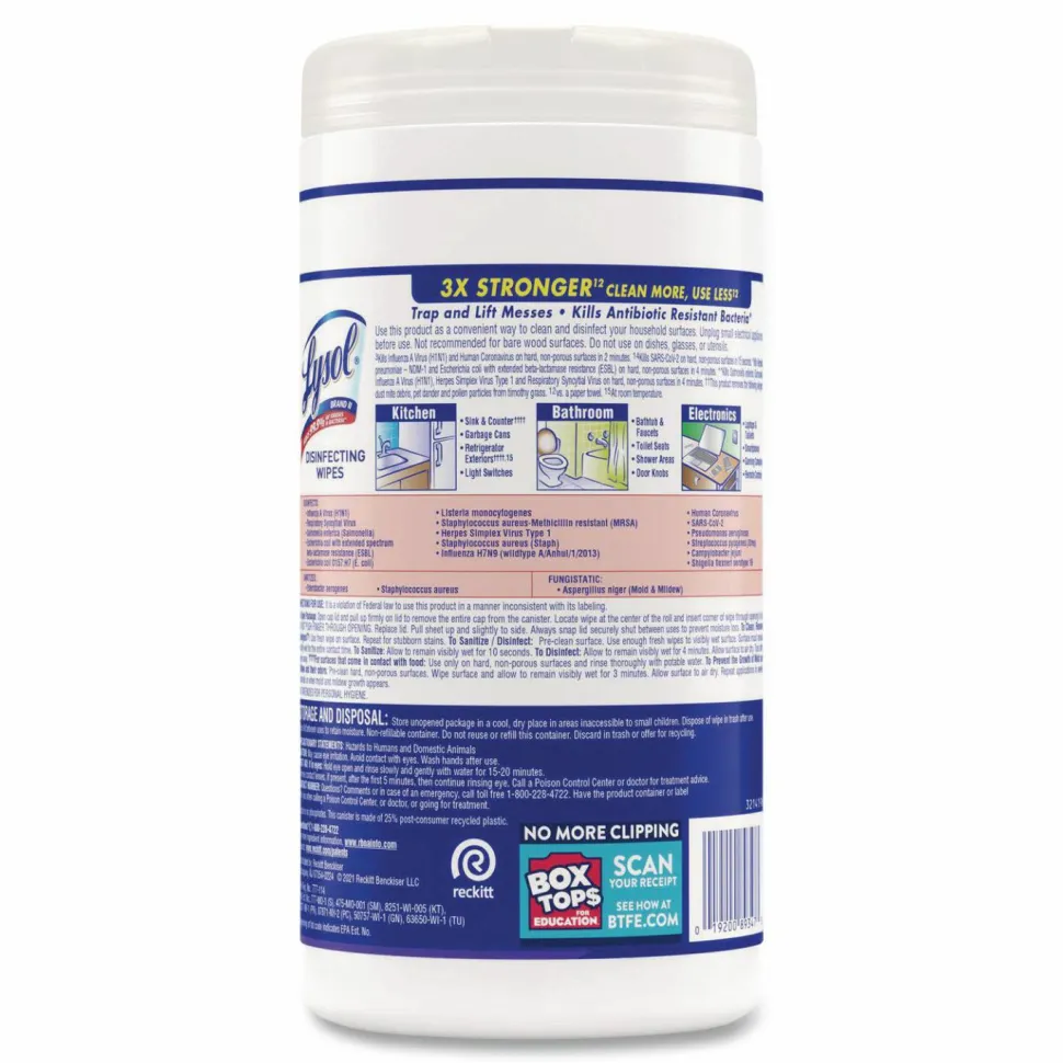 Lysol Disinfecting Wipes, Early Morning Breeze Scent, 80 Wipes Per Canister, Carton Of 6 Canisters
