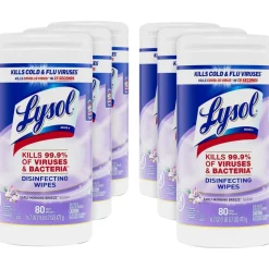 Lysol Disinfecting Wipes, Early Morning Breeze Scent, 80 Wipes Per Canister, Carton Of 6 Canisters