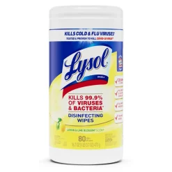 Lysol Disinfecting Wipes, Lemon And Lime Blossom Scent, Tub Of 80 Sheets