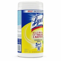 Lysol Disinfecting Wipes, Lemon And Lime Blossom Scent, Tub Of 80 Sheets