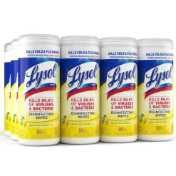 Lysol Disinfecting Wipes, Lemon & Lime Blossom Scent, 7" x 7.25", 35 Wipes Per Canister, Case Of 12