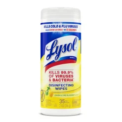 Lysol Disinfecting Wipes, Lemon & Lime Blossom Scent, Tub Of 35
