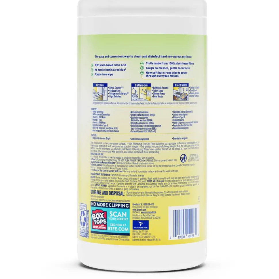LYSOL Disinfecting Wipes with Citric Acid - Fresh Citrus 70 ct., Pack of 6