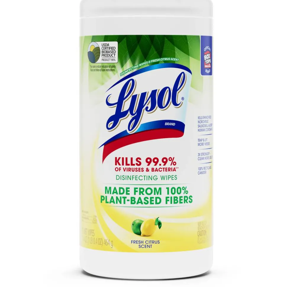 LYSOL Disinfecting Wipes with Citric Acid - Fresh Citrus 70 ct., Pack of 6