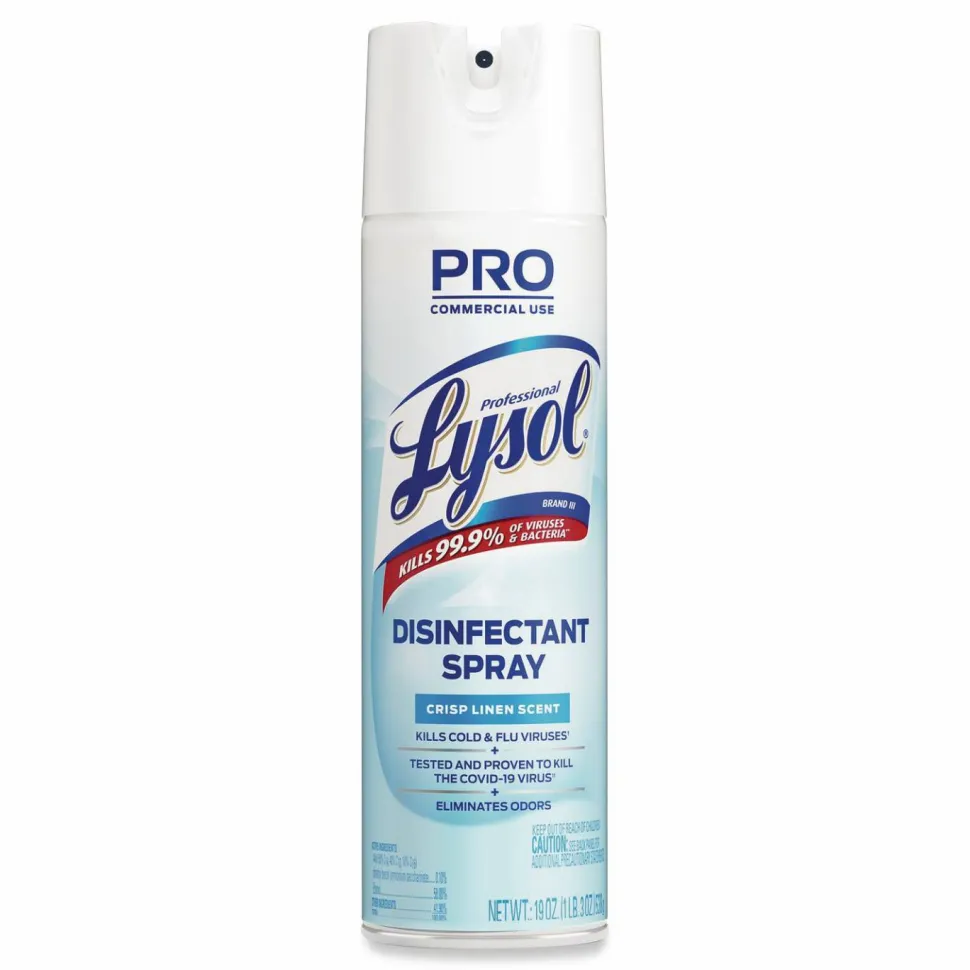 Lysol Professional Disinfectant Spray, Crisp Linen Scent, 19 Oz Bottle, Case Of 12