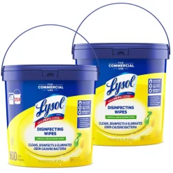 Lysol Professional Disinfecting Wipe Buckets, 8” x 6”, White, 800 Sheets Per Bucket, Set Of 2 Buckets