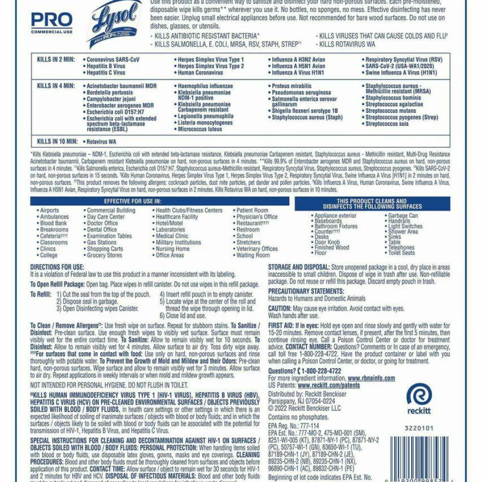 Lysol Professional Disinfecting Wipes Bucket Refill