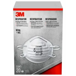 3M 8200 N95 Sanding and Fiberglass Respirator, White, 8200H20-DC, Pack of 20