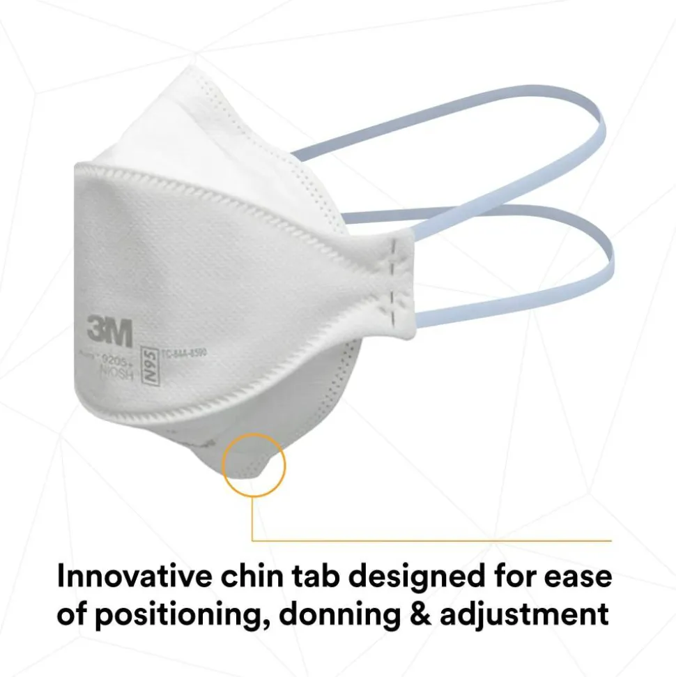 3M Aura N95 Particulate Respirators, 9205+, White, Pack Of 240 Respirators