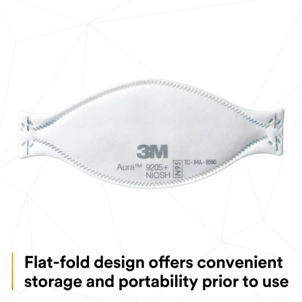 3M Aura N95 Particulate Respirators, 9205+, White, Pack Of 440 Respirators