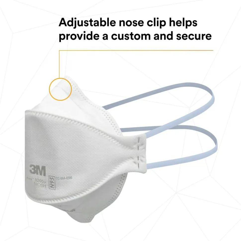 3M Aura N95 Particulate Respirators, 9205+, White, Pack Of 440 Respirators