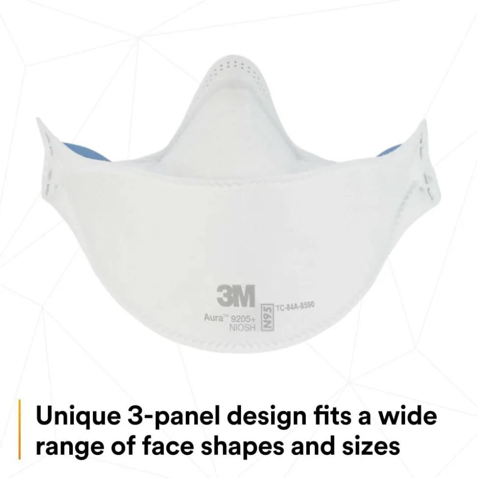 3M Aura N95 Particulate Respirators, 9205+, White, Pack Of 440 Respirators