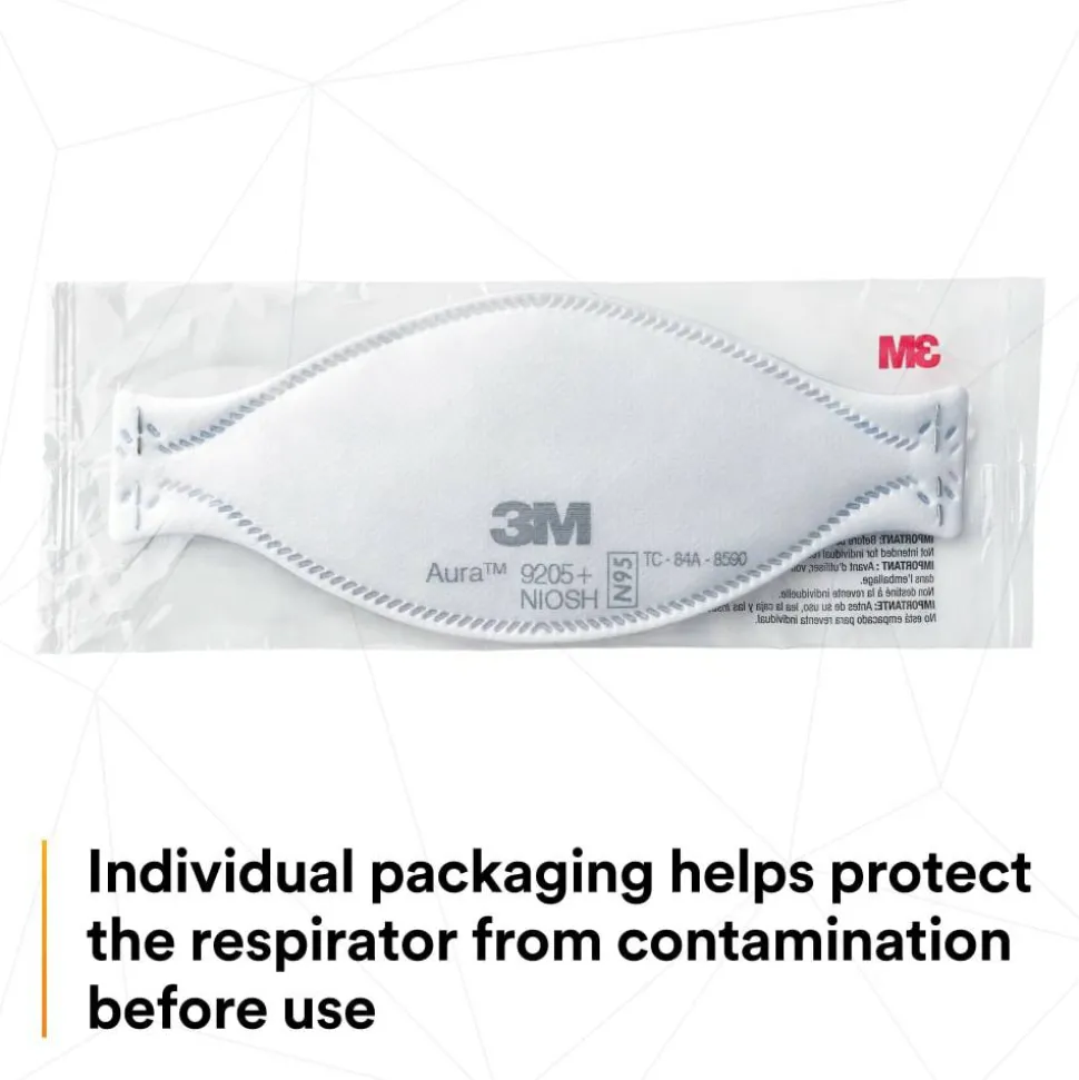 3M Aura N95 Particulate Respirators, 9205+, White, Pack Of 440 Respirators