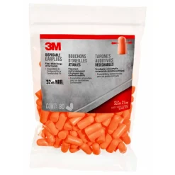 3M Disposable Earplugs, Orange, 92800H80-DC, 80 Pairs Per Pack