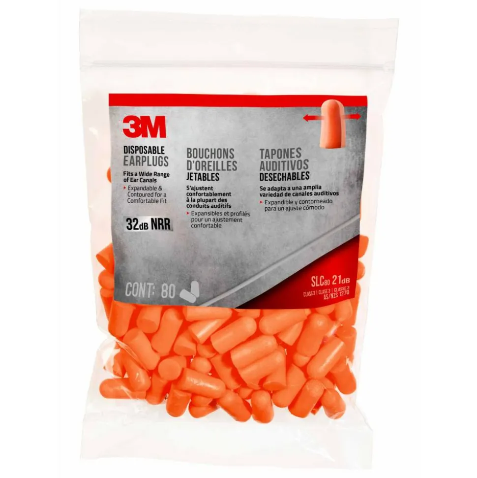3M Disposable Earplugs, Orange, 92800H80-DC, 80 Pairs Per Pack