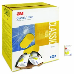 3M E-A-RClassic Plus Earplugs, 33 dB NRR, Large, Yellow Cylindrical Plugs, 200 Pairs/Box
