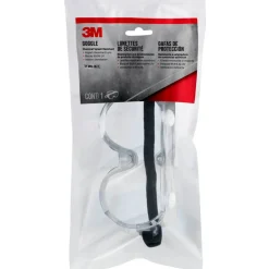 3M Goggle Chemical Splash, 1 Pack of Safety Goggles, Black Strap, Clear Lens