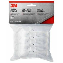 3M Safety Eyewear Anti-Scratch, 4 Pack of Safety Glasses, Clear, Clear Lens