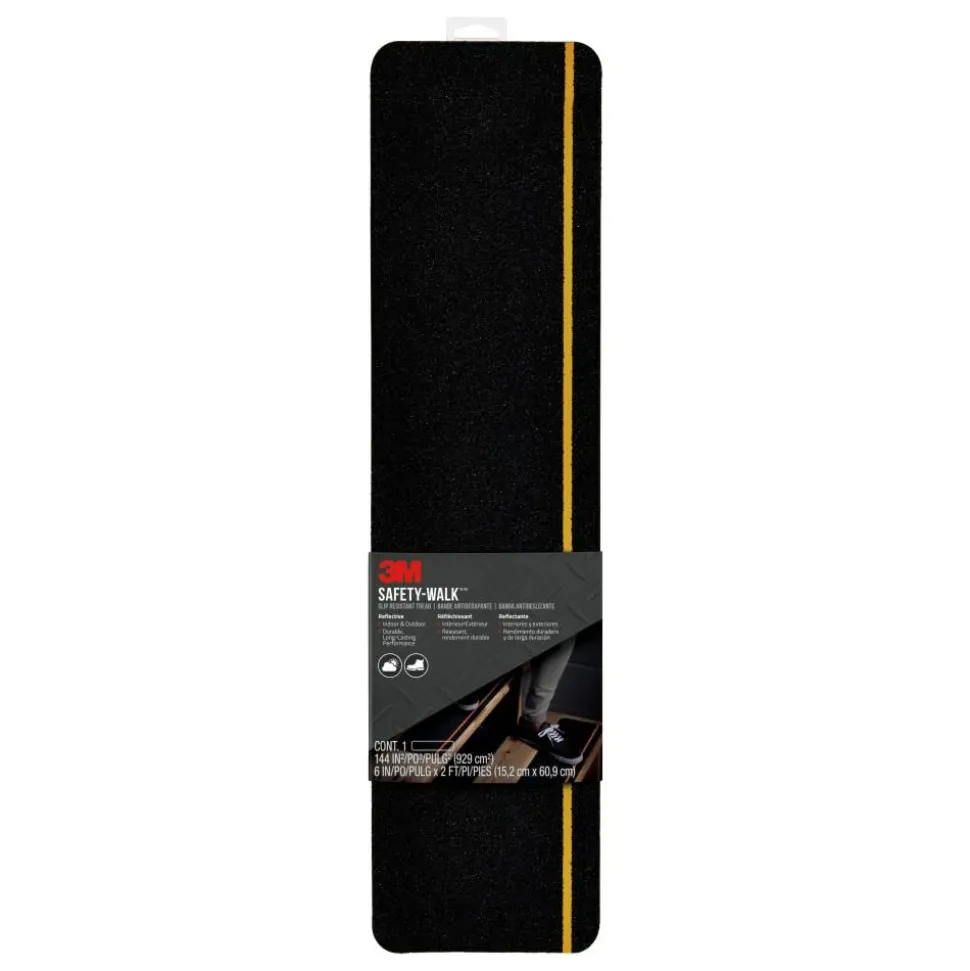 3M Safety-Walk Slip Resistant Reflective Tread, 600BY-T6X24, 6” x 2', Black