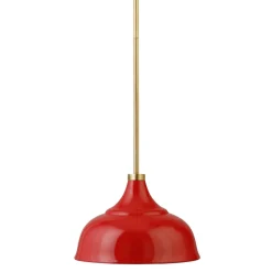 Mackenzie 10.75" Wide Pendant with Metal Shade in Poppy Red/Brass/Poppy Red