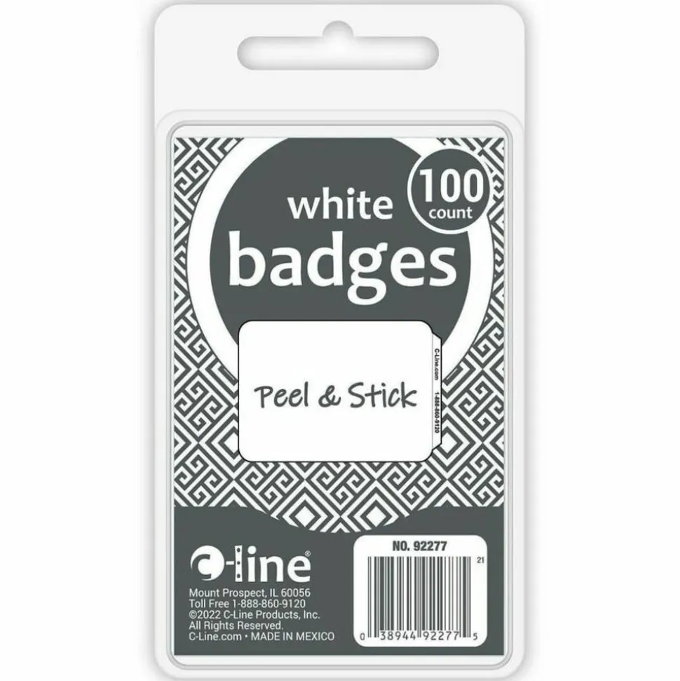 Maco Name Badges, Plain White, Pack Of 100