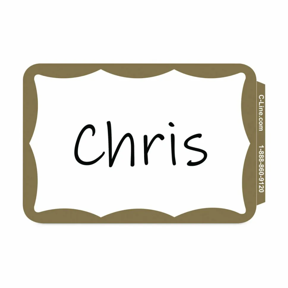 Maco Name Badges, Gold Border, Pack Of 100