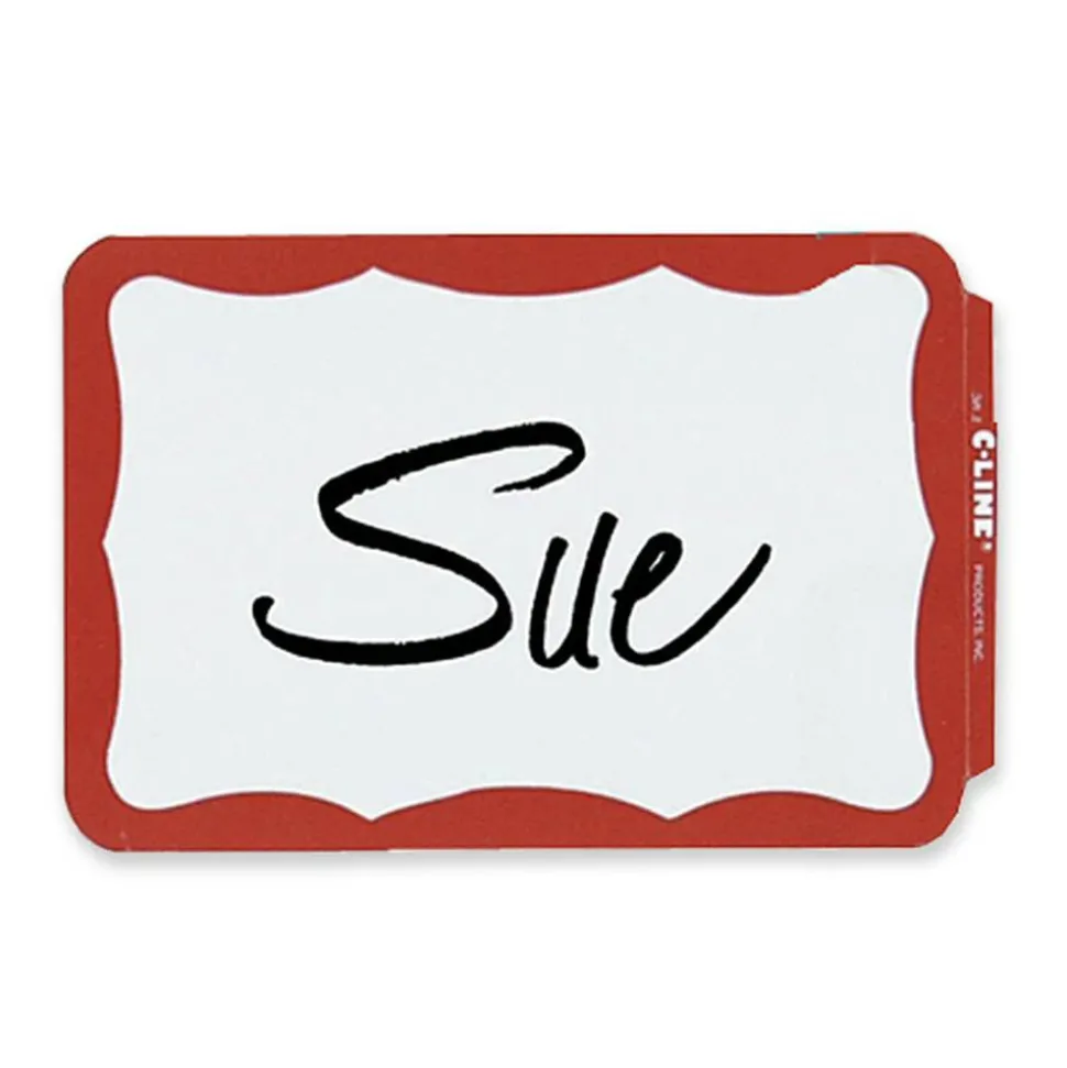 Maco Name Badges, Red Border, Pack Of 100