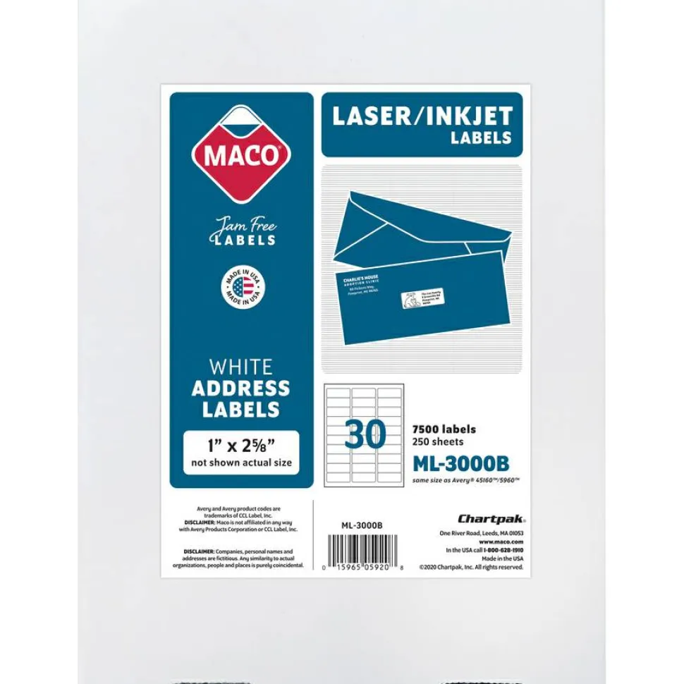 MACO White Laser/Ink Jet Address Label
