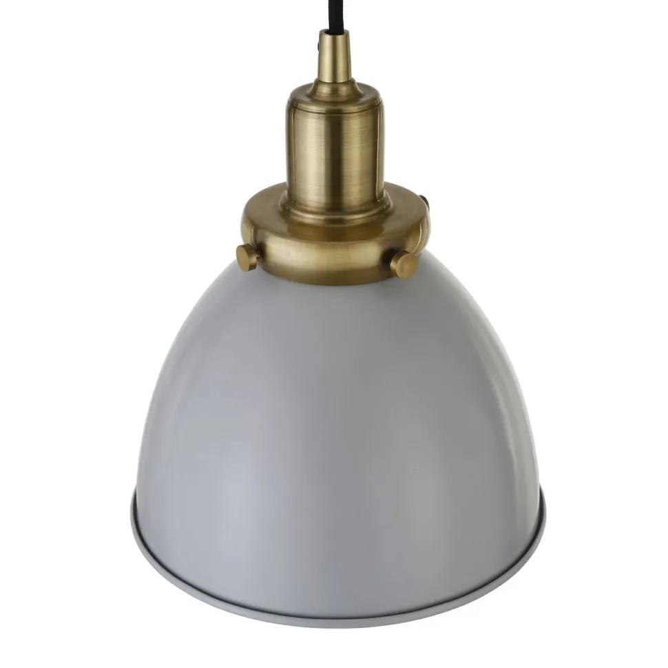 Madison 8" Wide Pendant with Metal Shade in Cool Gray/Brass/Cool Gray