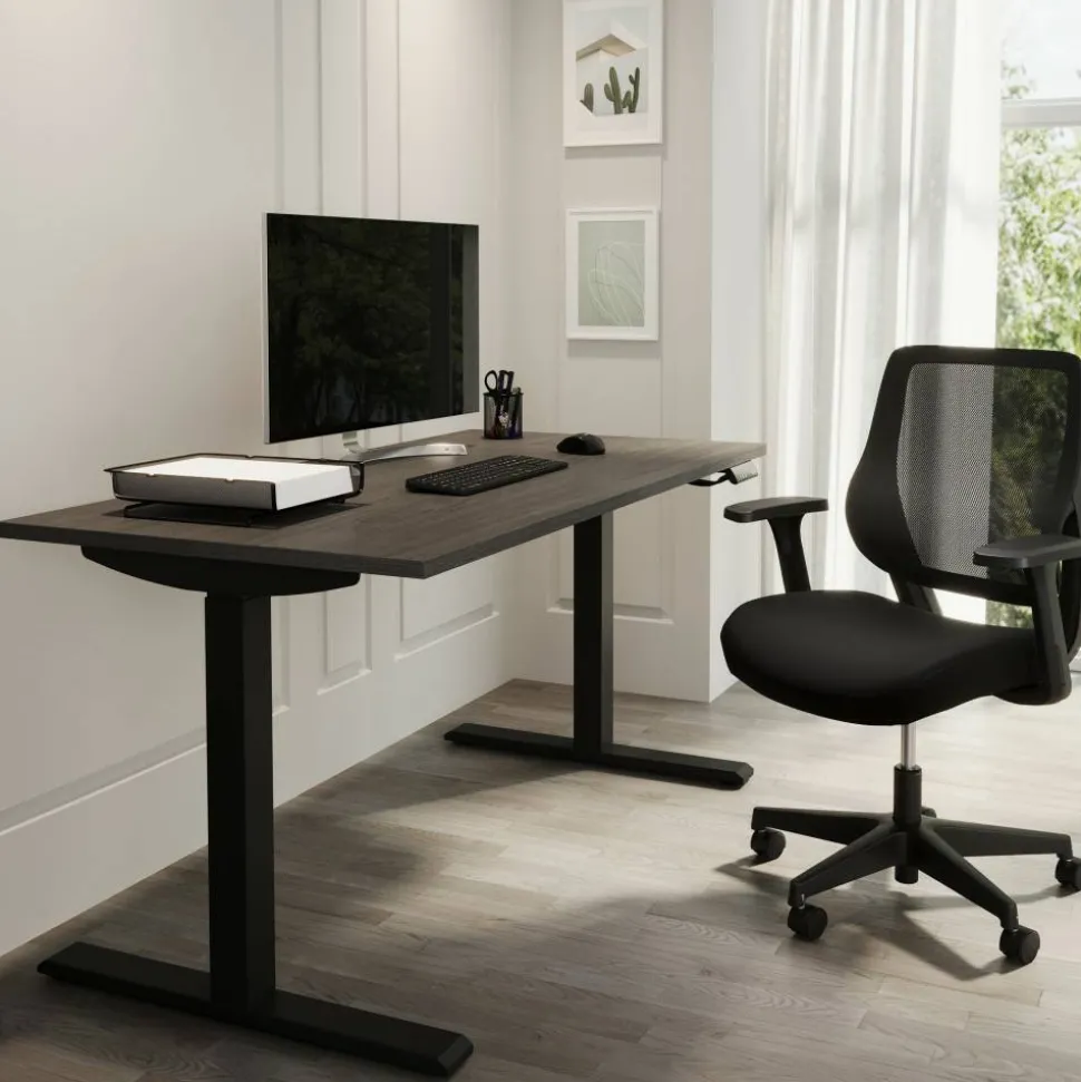 Magellan Performance Electric 60"W Height-Adjustable Standing Desk, Gray, BIFMA Compliant