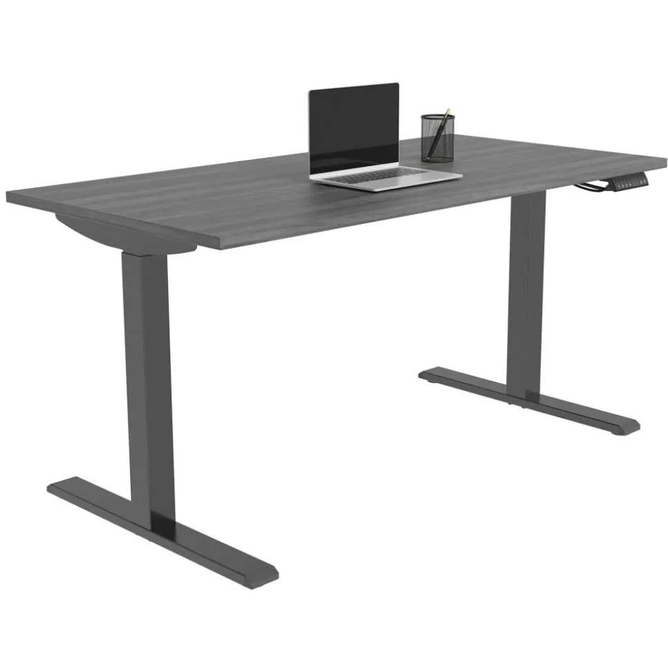Magellan Performance Electric 60"W Height-Adjustable Standing Desk, Gray, BIFMA Compliant