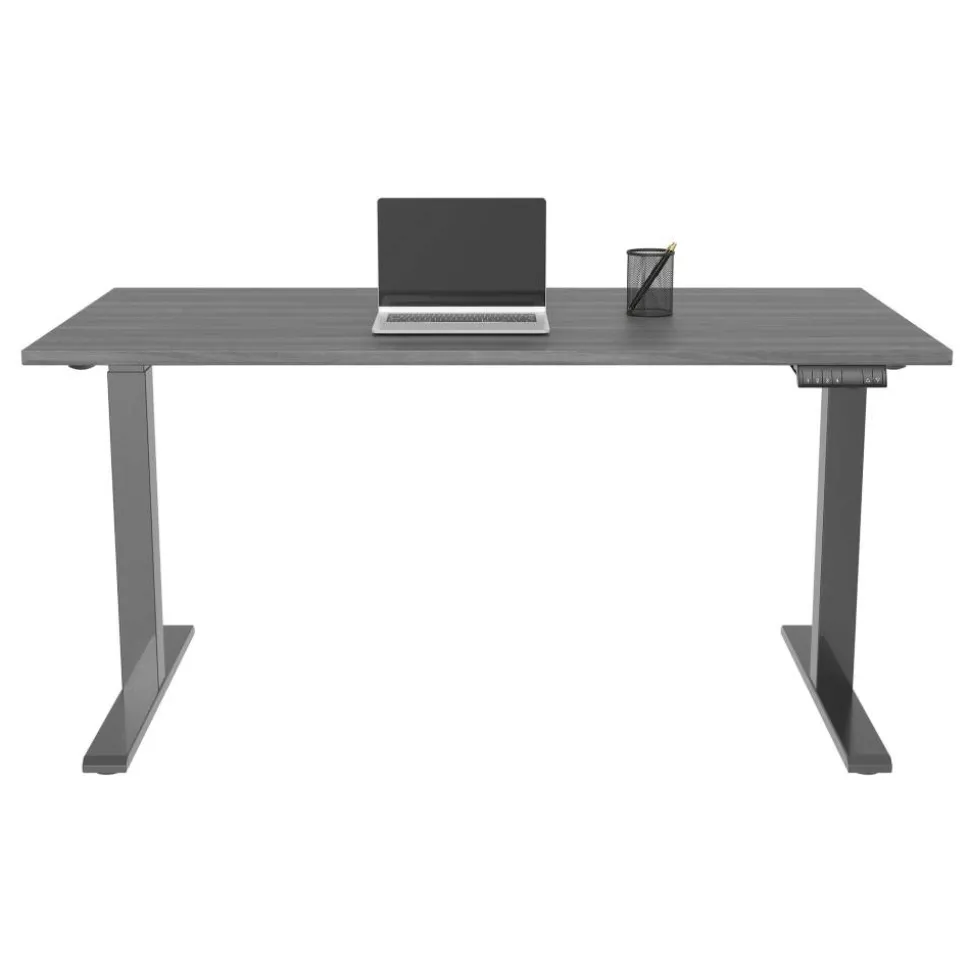Magellan Performance Electric 60"W Height-Adjustable Standing Desk, Gray, BIFMA Compliant