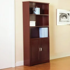 Magellan 72"H 5-Shelf Bookcase With Doors, Classic Cherry
