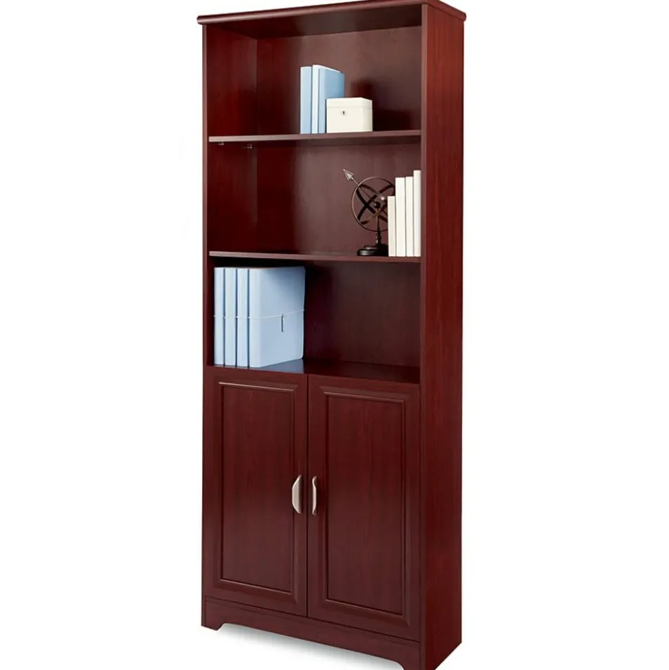 Magellan 72"H 5-Shelf Bookcase With Doors, Classic Cherry