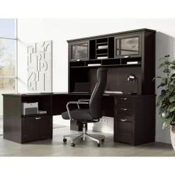 Magellan Performance 71"W Hutch For L-Shaped Corner Desk, Espresso