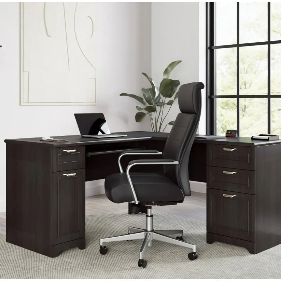 Magellan 59"W L-Shape Corner Computer Desk, Espresso