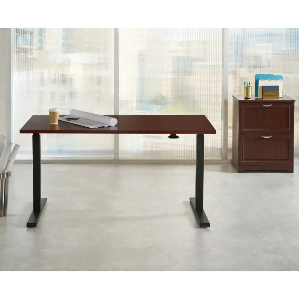 Magellan 60"W Pneumatic Height-Adjustable Standing Desk, Cherry