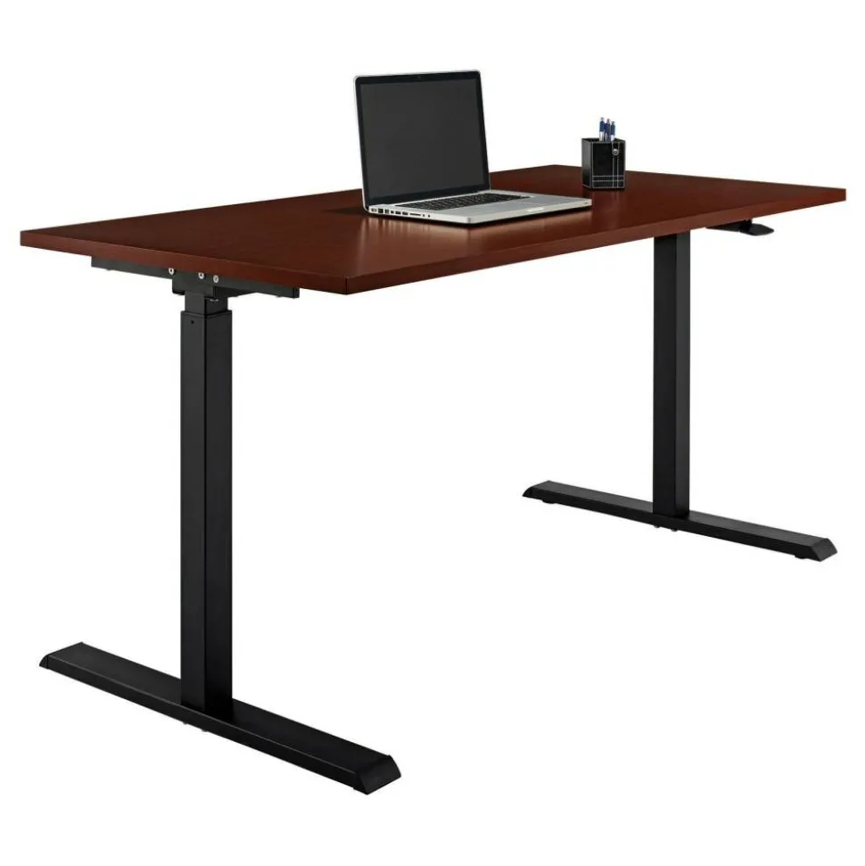 Magellan 60"W Pneumatic Height-Adjustable Standing Desk, Cherry