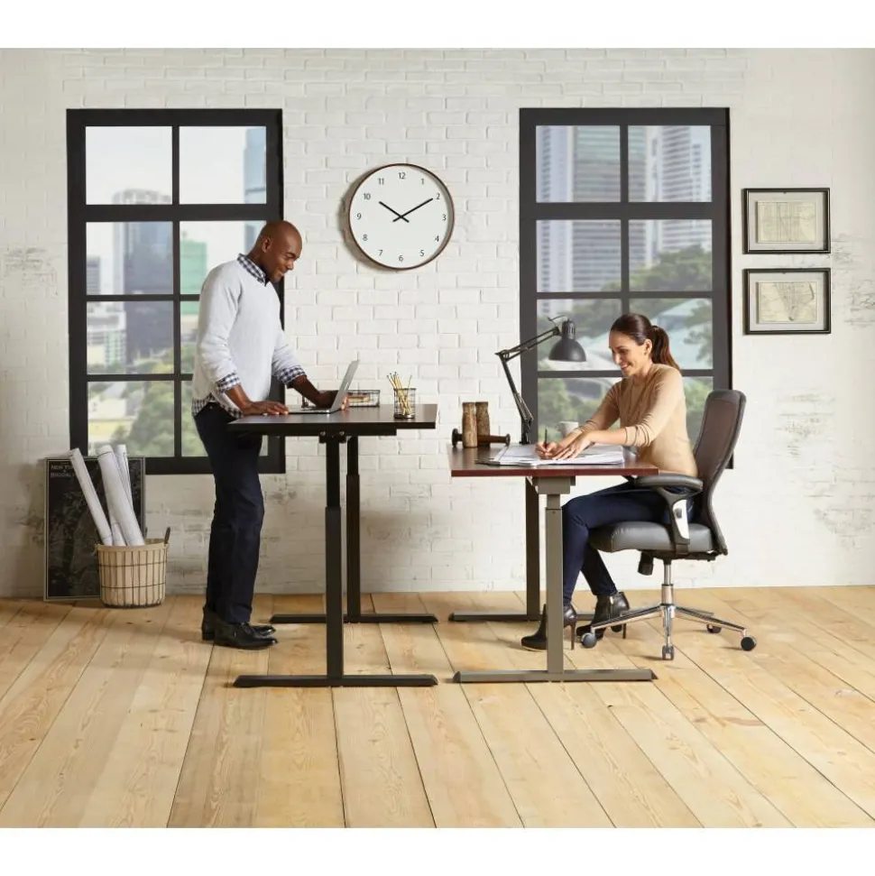Magellan 60"W Pneumatic Height-Adjustable Standing Desk, Cherry