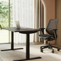 Magellan 60"W Pneumatic Height-Adjustable Standing Desk, Gray