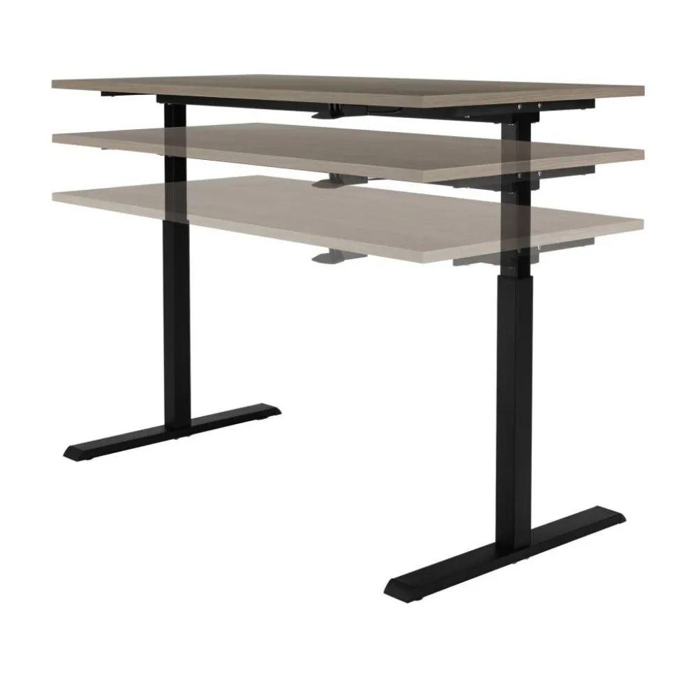 Magellan 60"W Pneumatic Height-Adjustable Standing Desk, Gray